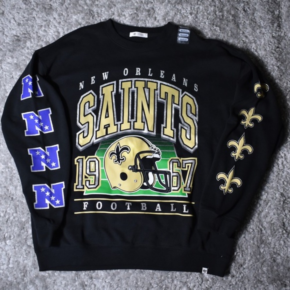 47 Brand New Orleans‎ Saints NFL 1967 Sweatshirt Womens Size Medium M Black NWT